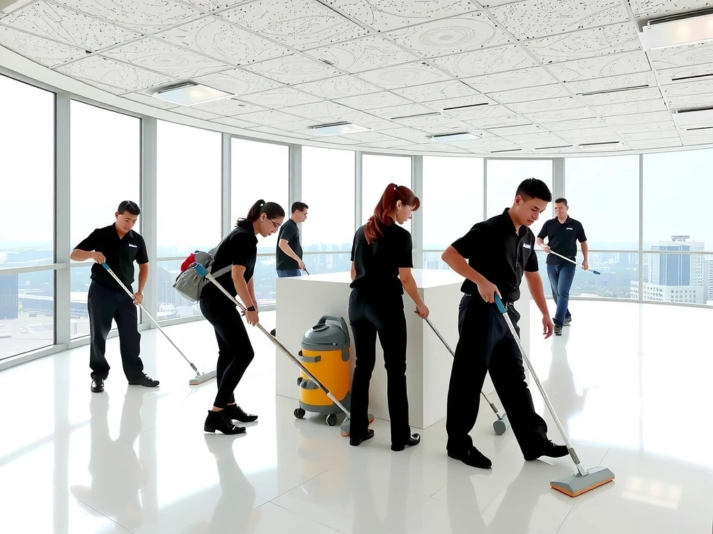CleanMotion team at work in a modern Cebu office building
